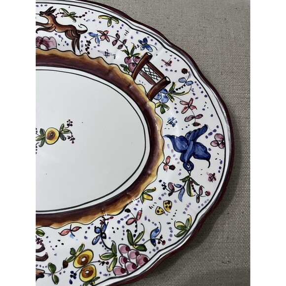 Vtg Holu Ceramic Pottery Portugal Large Tureen Underplate & Ladle Hand Painted - Picture 6 of 16